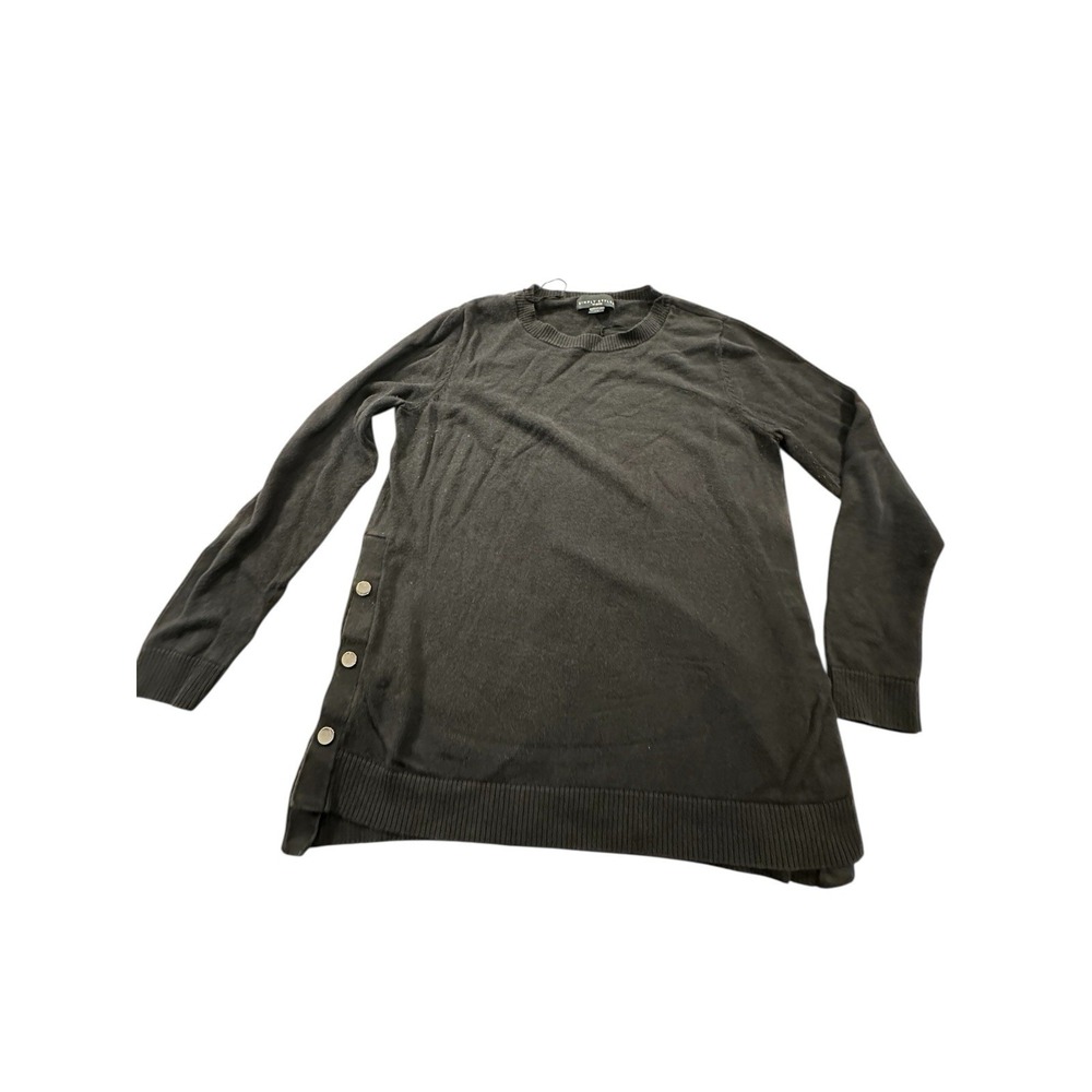 Simply Styled Women's Sweater Top Size M Long Sleeve Black Side Buttons EUC